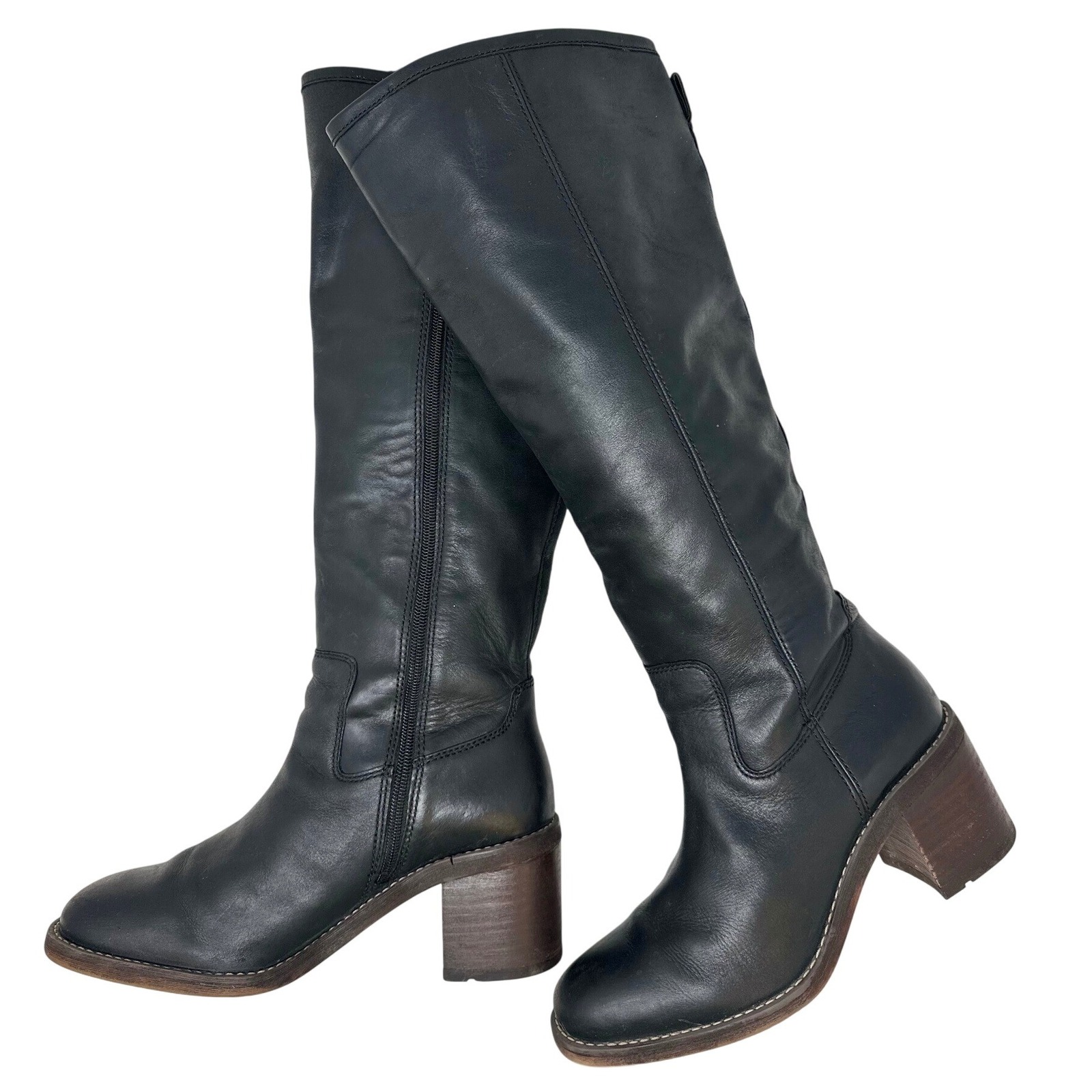 Franco Sarto Kemper Block Heel Tall Boot Leather Black 9.5